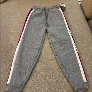 Perry Ellis Gray and Red Jogger Sweatpants with Sporty Stripes